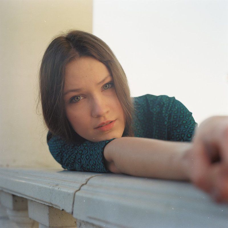 девушка, портрет, крупным планом, весна, закат, город Портрет Юли фото превью