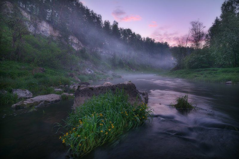 май, река, пейзаж, утро, туман, рассвет, пейзажное фото, держа Утренняя тишинаphoto preview