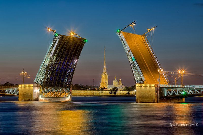 дворцовый мост, санкт-петербург, развод мостов, вечер, белые ночи Развод Дворцового моста.photo preview