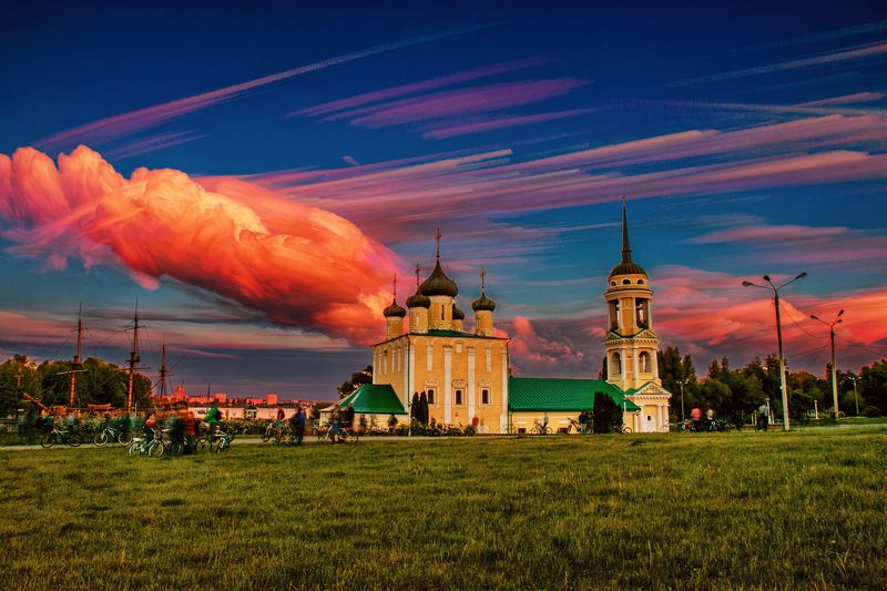 природа, пейзаж, красота, рассвет, закат, небо, облако, облака Акварельphoto preview