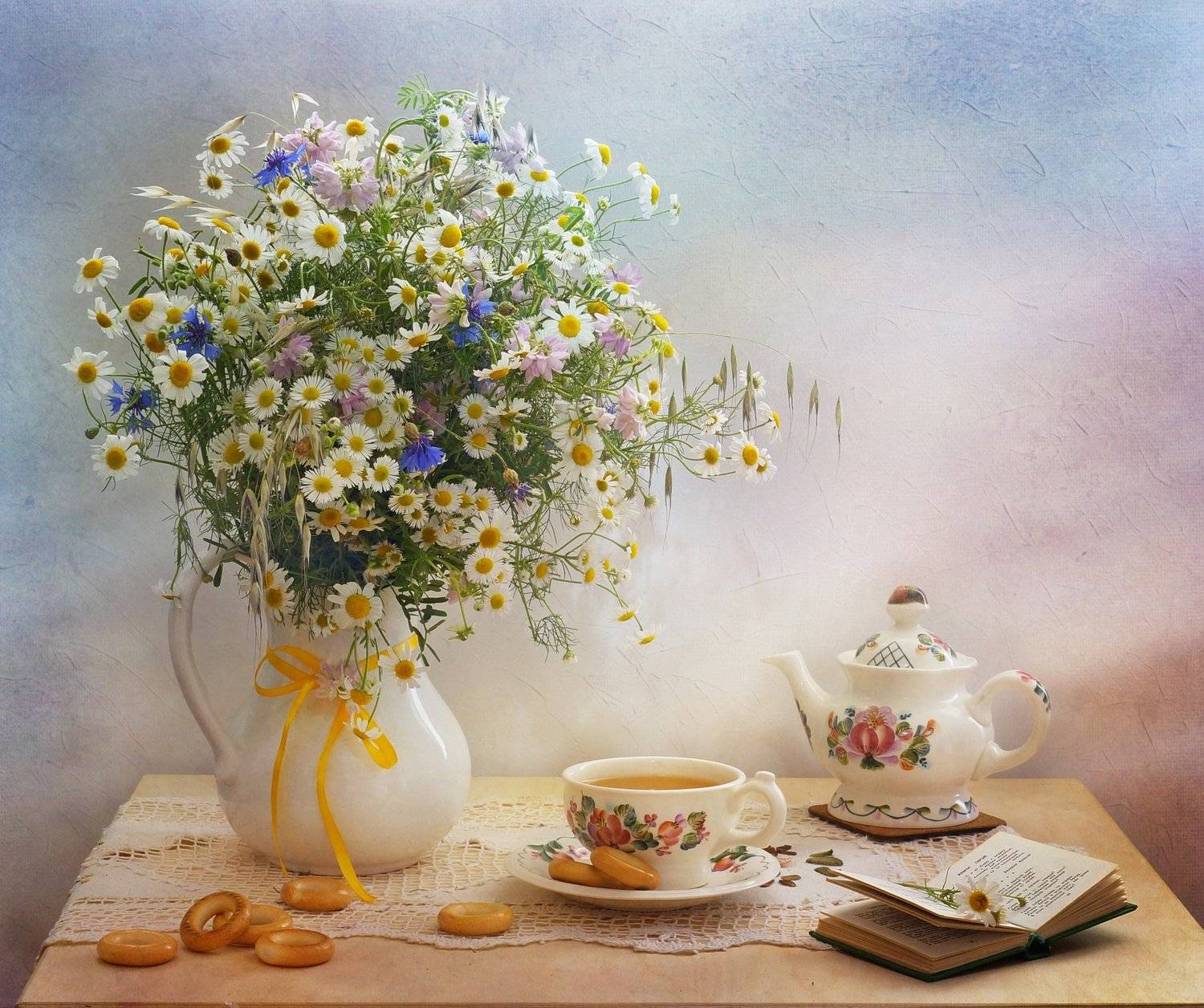 Ромашки-бублики. Автор: Айснер Юлия цветы, лето, букет, еда,ромашки, утро, Айснер Юлия