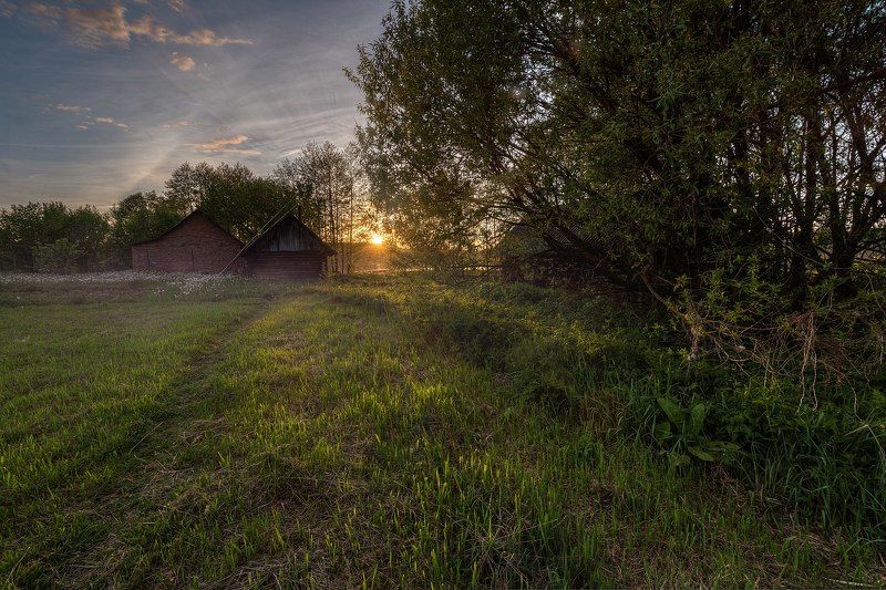 беларусь пейзаж деревня май весна закат Тёплый майский вечерphoto preview