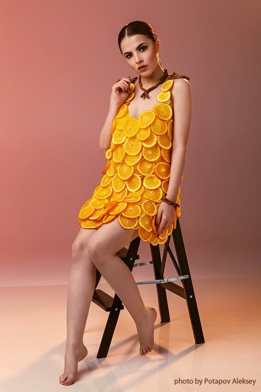 Апельсины, платье, корица, шоколад Апельсиновое платьеphoto preview