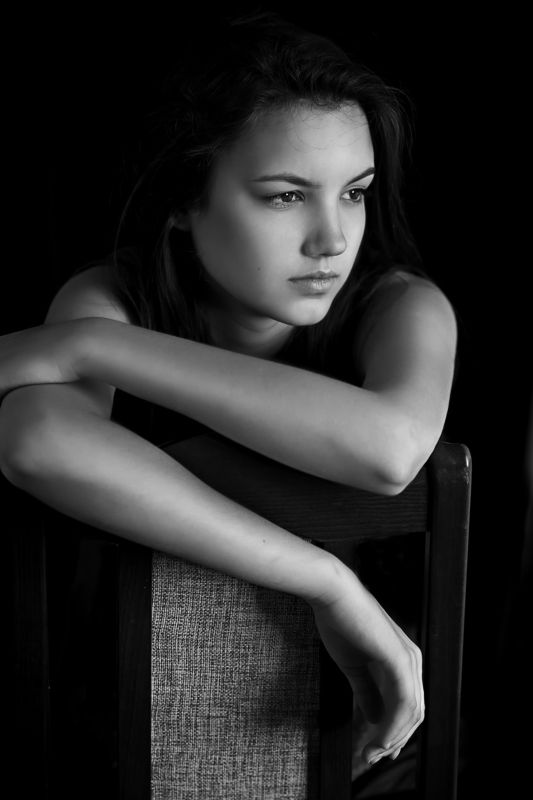 девушка, чб,портрет,взгляд photo preview