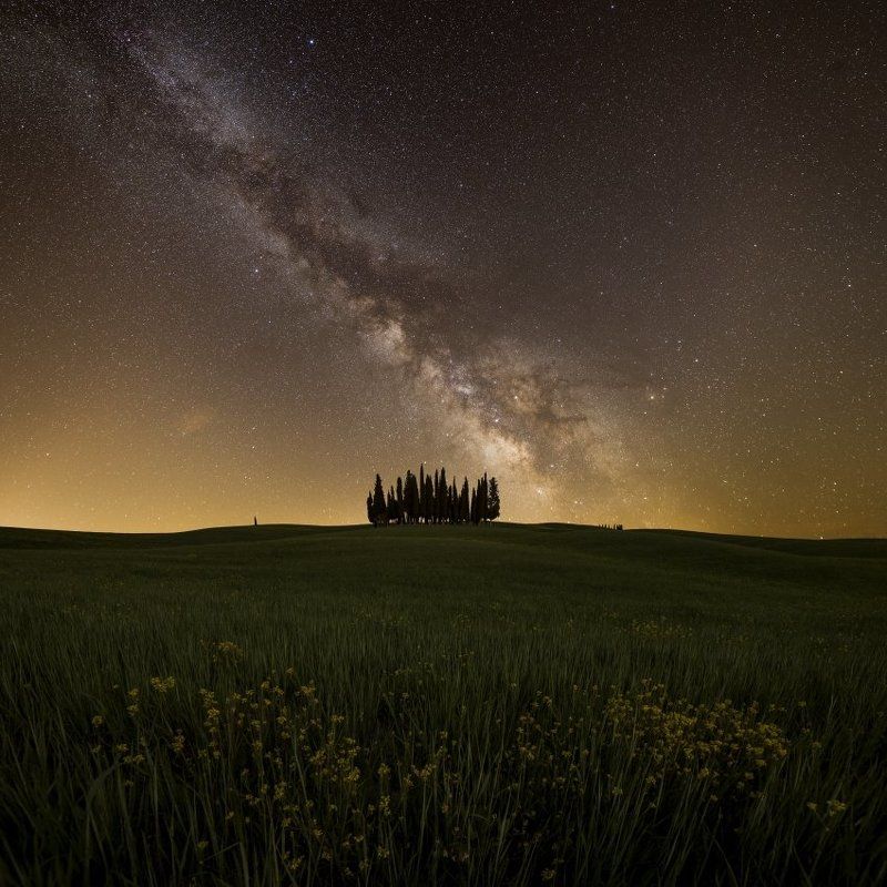 tuscany, toscana, milkyway, stars, galaxy, Cypress grovephoto preview