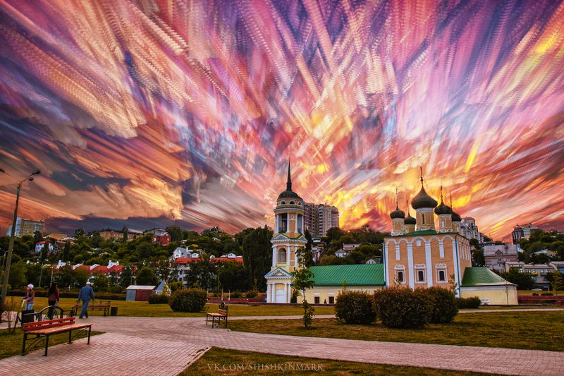 облака, облако, красота, природа, пейзаж, небо Огненные перьяphoto preview