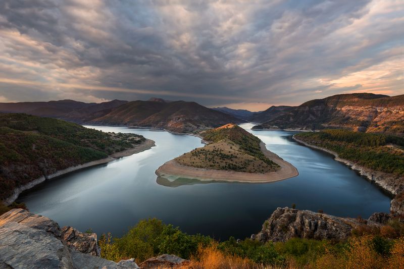 landscape, sunset, sea, tree,river,nature,sky,clouds, Последний солнечный лучphoto preview