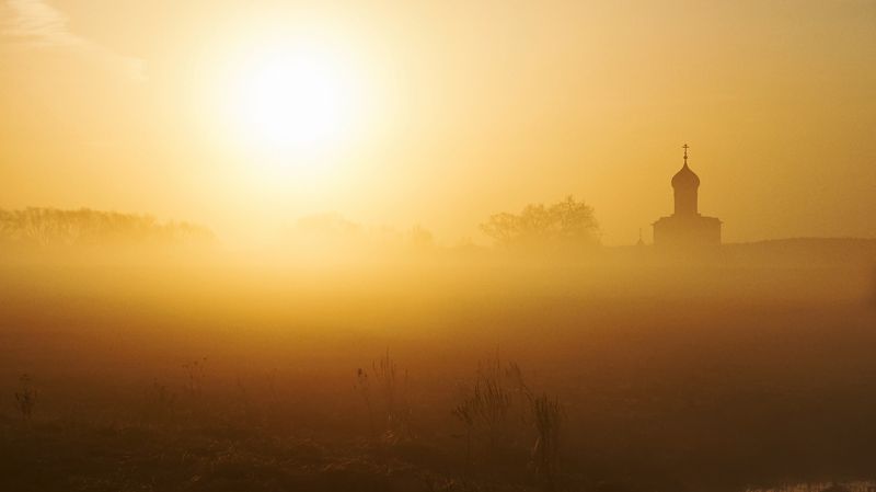 храм, архитектура, рассвет, туман, красота, пейзаж, солнце Там, за туманомphoto preview