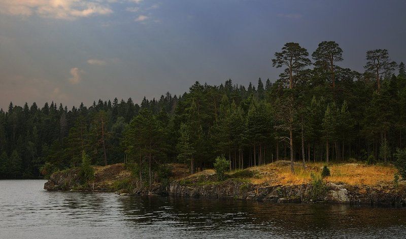 валаам, барег, озеро, облака, лучи Валаамphoto preview