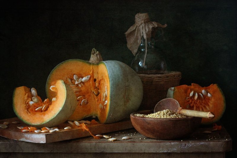 тыква, пшено, корзина, бутыль С тыквой...photo preview