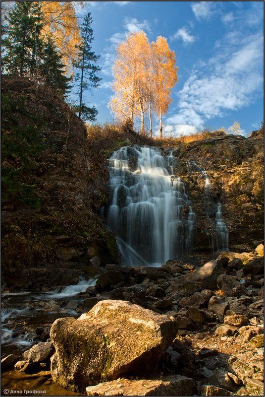 алтайский край, алтай, залесово, пещерка, водопад, осень, аня графова Водопад под листопадомphoto preview