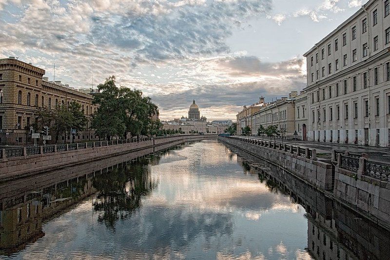 город, санкт-петербург, исаакиевский, собор, поцелуев, мост, утро, голубой, мираж Голубой Миражphoto preview