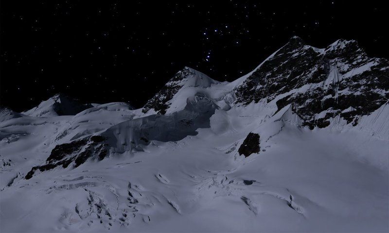 горы, звезды, ночь, луна Under the light of the starsphoto preview