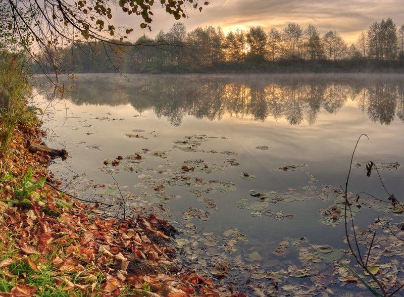 рассвет, утро, осень, пейзаж осеньphoto preview