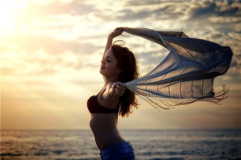 портрет, девушка, море, пляж ***photo preview