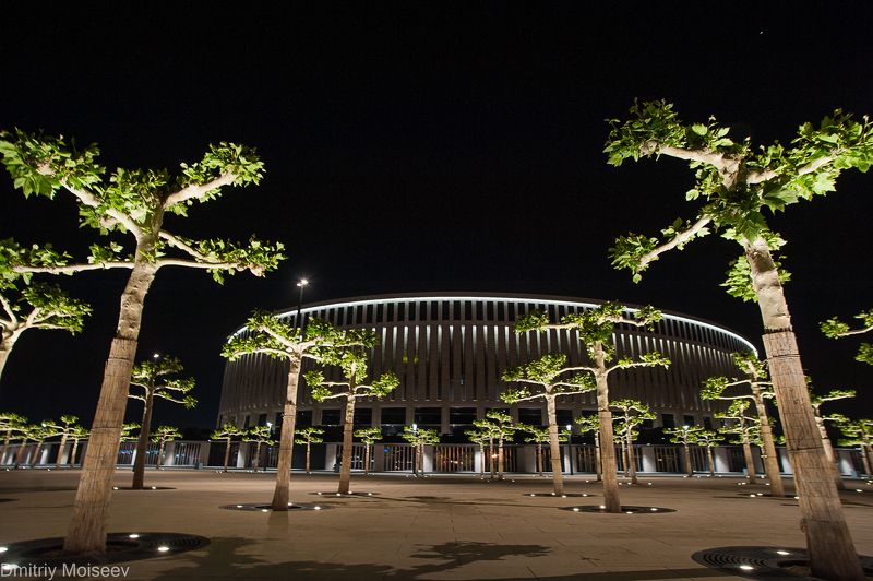 стадион, ночь, архитектура, деревья, ночь, лето, Краснодар, красота  стадион \