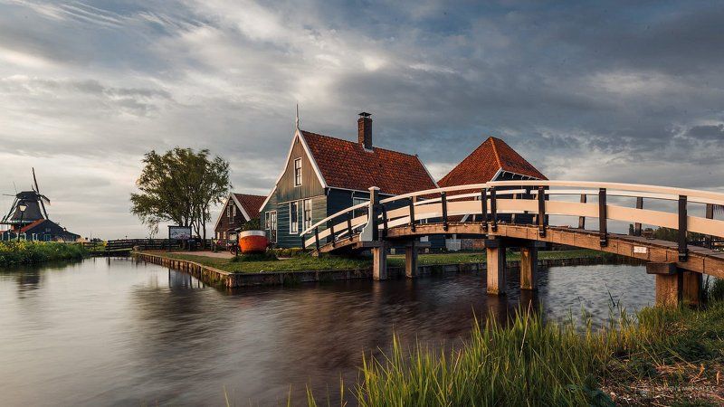 голландия, holland, village, landscape, sunset, Голландская деревняphoto preview