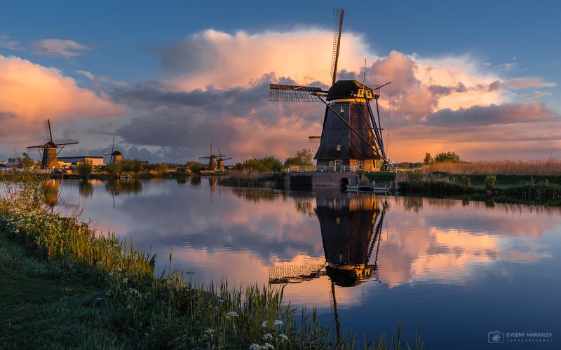 holland, kinderdijk, landscape, sunrise, рассвет, нидерланды Сказочный рассветphoto preview