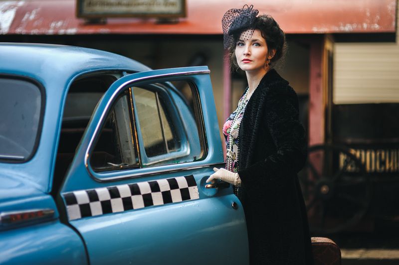 rourke photo, антон роук, роук фото, anton protasov, антон протасов, девушка, машина, автомобиль, ретро, классика,леди,такси, москвич, винтаж, vintage, retro, фэшн, стиль, брюнетка,  girl, old cars Classic carsphoto preview