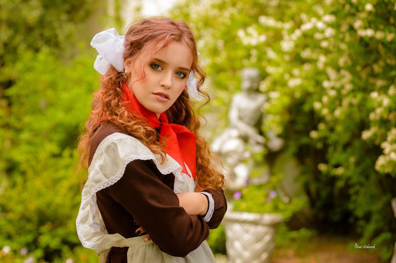 девушка, прическа, взгляд, пионер, галстук, красный, передник Пионеркаphoto preview