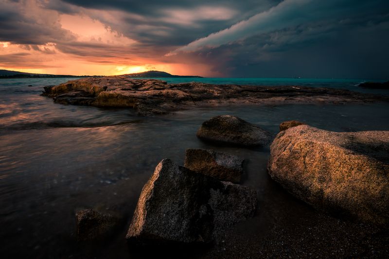 sunset, nature, outdoor,sea, storm, rock,water,landscape Stormy sunsetphoto preview