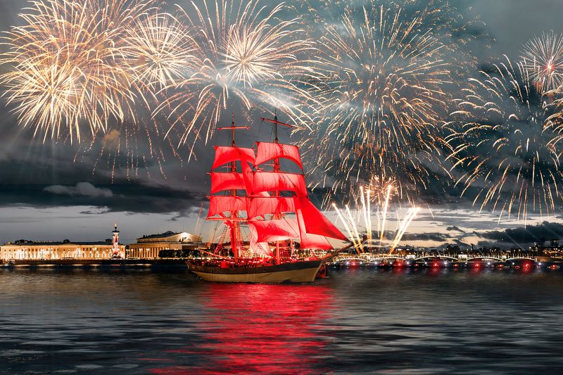 summer, russia, спб, лето, city, sky, небо, город, архитектура, река, праздник, салют, fireworks Алые Парусаphoto preview