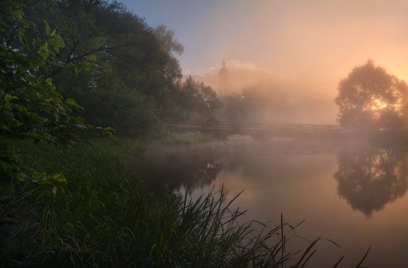 пейзаж, пейзажная съемка, утро, туман, храм, июнь, июньское утро, свежесть, молодая зелень, никон, landscape, may, fog, morning, church Летняя рассветная....photo preview