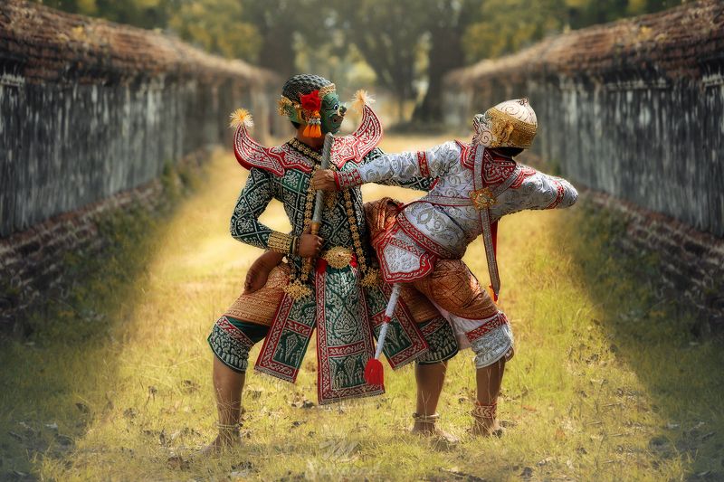 rama,portrait,monkey,giant,khon,thai,india, Monkey and Giantphoto preview