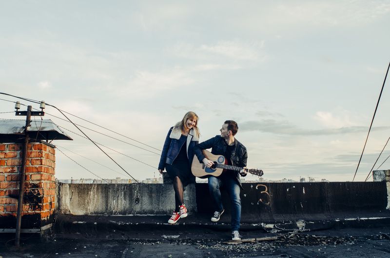 пара, крыша, закат Дима и Машаphoto preview