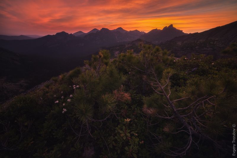 ергаки, природа, пейзаж, саяны, спящий саян, утро, облака, горы, скалы, лето, сибирь, рассвет, заря Кровавый рассвет в природном парке Ергаки.photo preview