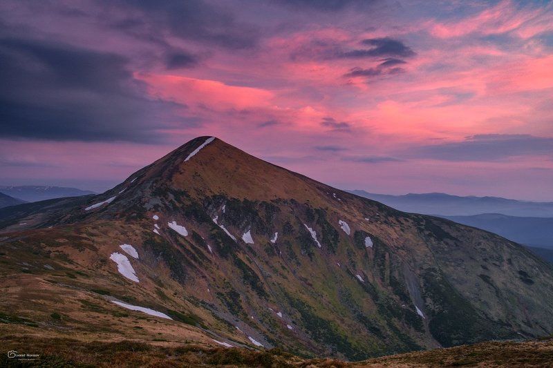 рассвет., туман., карпаты., горы.  фото превью