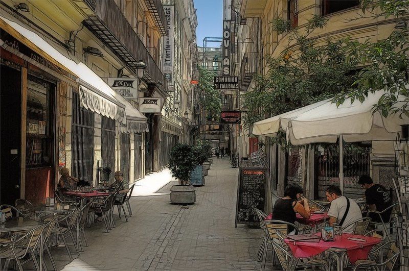 испания, валенсия, город, улица, кофе, кафе, полдень, лето, романов полуденный кофе . . .photo preview