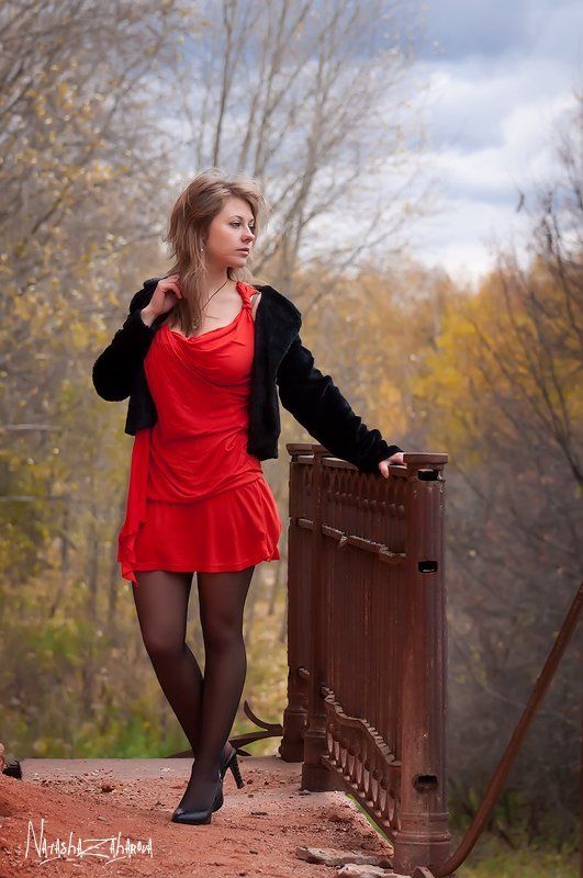 осень, девушка Уж небо осенью дышало... фото превью