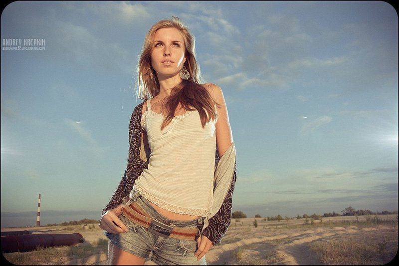 девушка, портрет, песок, закат, вспышки Ленаphoto preview