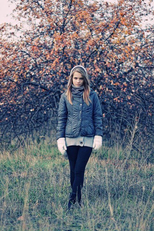 осень, девушка, природа, взгляд Осень фото превью