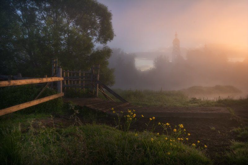 пейзаж, пейзажная съемка, утро, туман, храм, июнь, июньское утро, свежесть, молодая зелень, никон, landscape, may, fog, morning, church Туманное утро в Филипповскомphoto preview