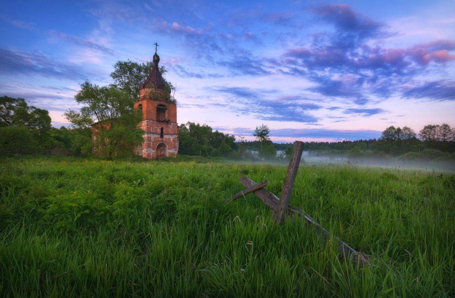 пейзаж, пейзажная съемка, утро, туман, храм, июнь, июньское утро, свежесть, молодая зелень, никон, landscape, may, fog, morning, church, Жмак Евгений