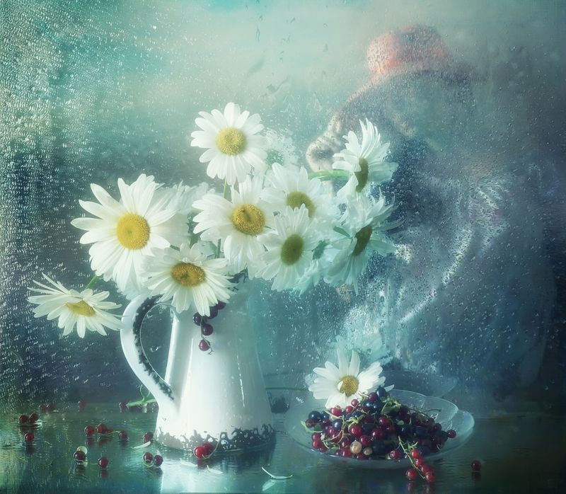 лето, букет, ягоды, цветы, ромашки Летний сон..photo preview