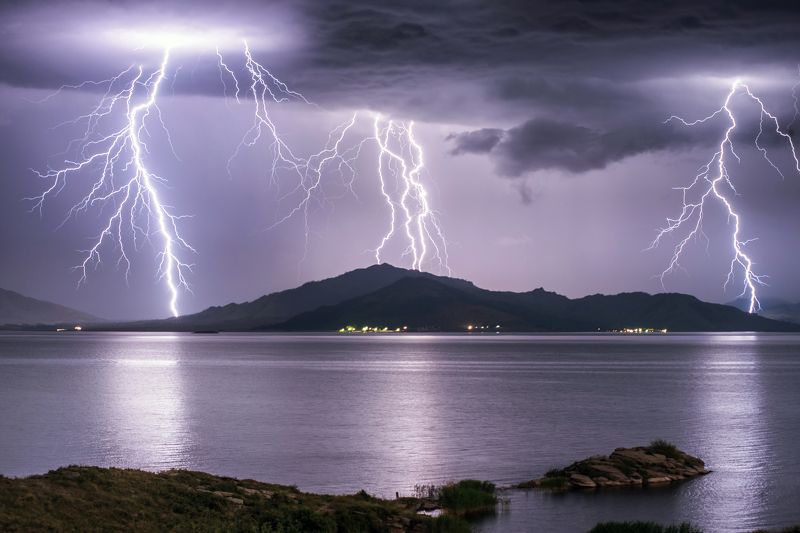 гроза, молния, ночь, storm, Гроза над Бухтармойphoto preview