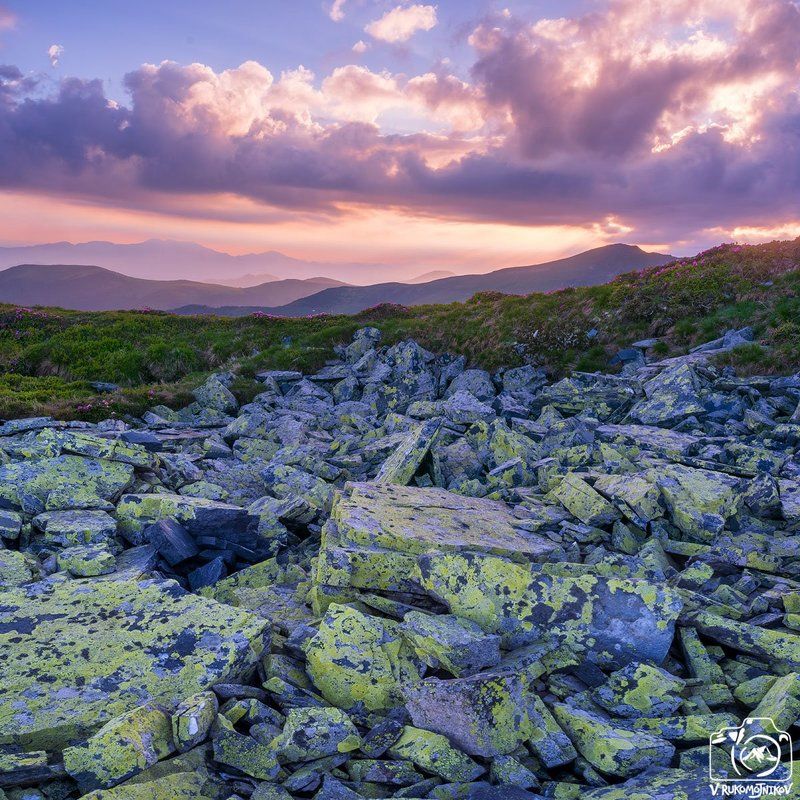 карпаты, румыния, лето, закат, горы, Светphoto preview