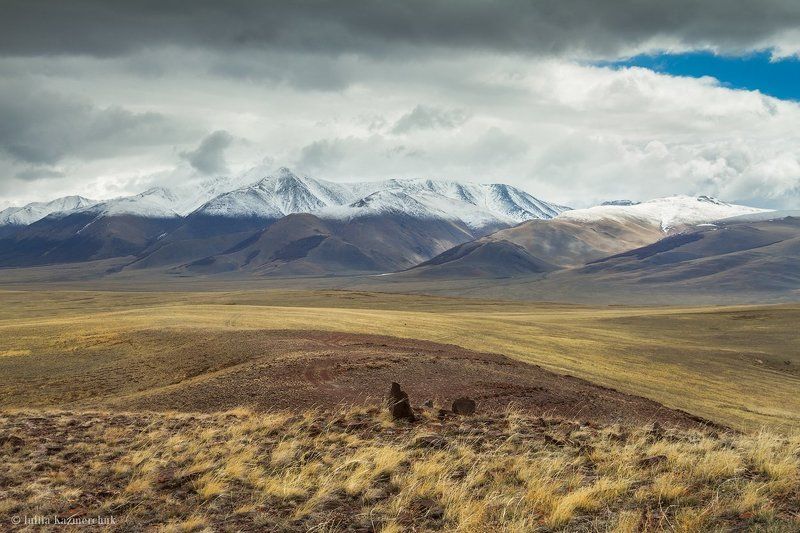landscape, scenic, nature, travel, outdoor, view, tourism, steppe, spring, mountain, snow, sky, high, grass, altai Сайлюгемские этюды (3)photo preview