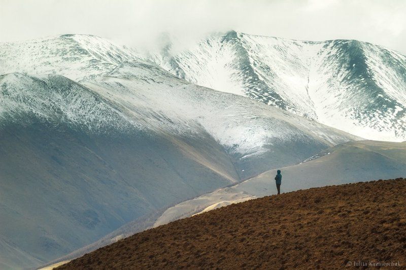 landscape, scenic, nature, travel, outdoor, view, tourism, steppe, spring, mountain, snow, sky, high, grass, altai Сайлюгемские этюды (5) или Одна на краюphoto preview