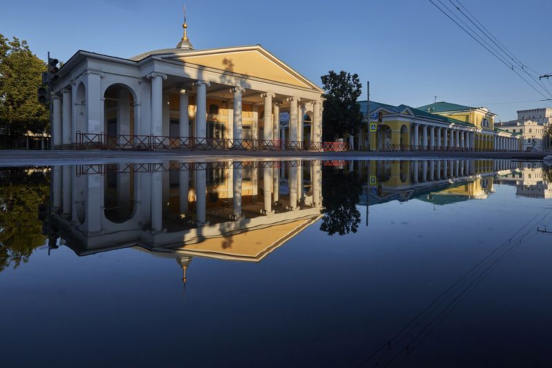 город, рассвет, Ярославль, улица, архитектура, отражение  Ярославль photo preview