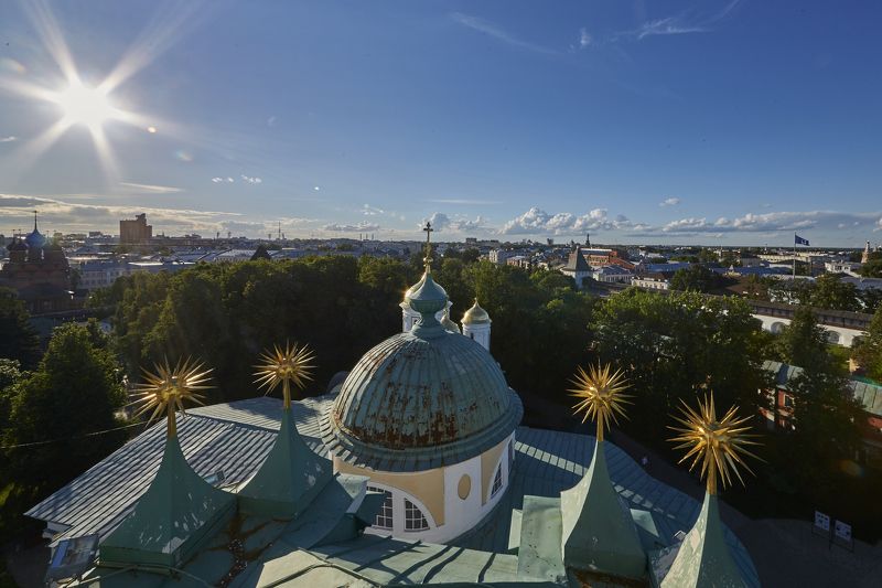 город, пейзаж, небо, красота, храм, свет, купол, архитектура  Ярославль с высоты photo preview