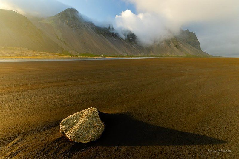 Iceland, beach, mountain, rock, arid, desert, sand Rock at Vestrahornphoto preview