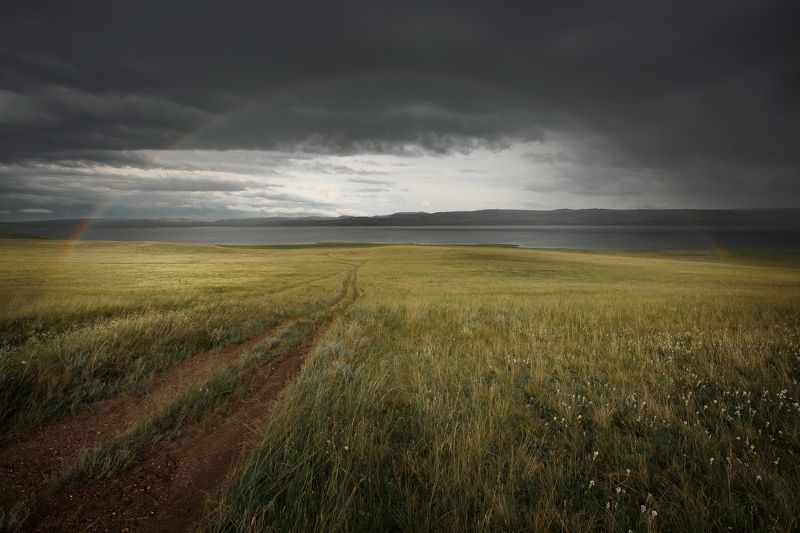 радуга, хакасия, природа, хайкинг, путешествия, лето, пейзаж, свет, красиво, дорога, степь Радужный путьphoto preview
