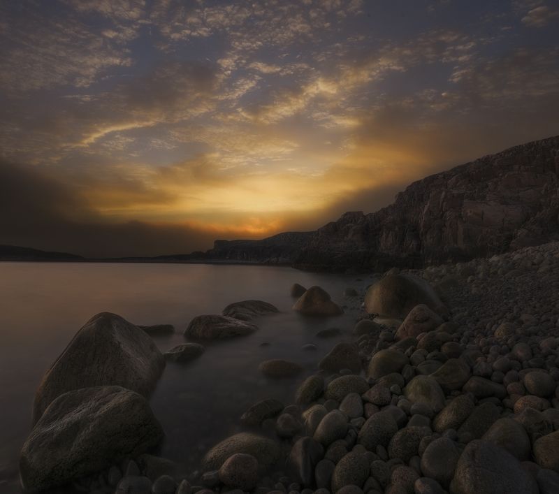 Рассвет, море, dawning light, Кольский полуостров, Баренцево море, Barents sea Incipient light of dayphoto preview