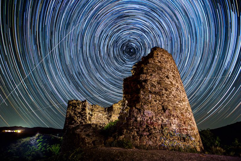 night, landscape, tower, star, timelaps, track, nature Чобан-Кулеphoto preview