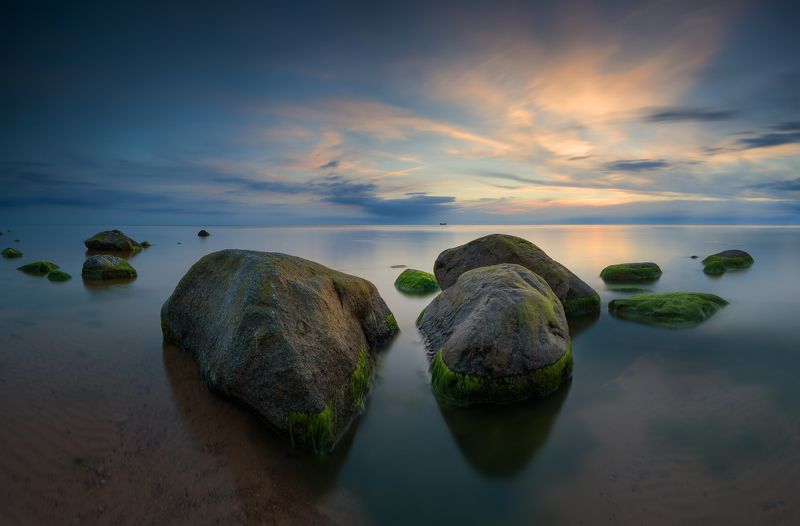 панорама, пейзаж, море, камни, лето После закатаphoto preview