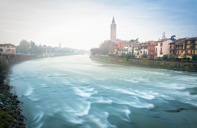 верона, италия рассвет, цвет, река Рассвет в Веронеphoto preview